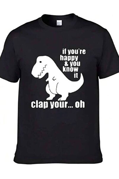 9JY Rex - If You're Happy And You Know It Funny T Shirt Men T-Shirt Man Cotto...