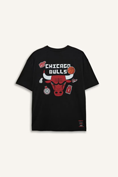 DeFacto Tricou cu mânecă scurtă, 100% bumbac, NBA Chicago Bulls, cu gât rotun...