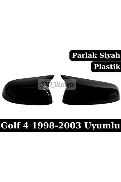 SML Dizayn VW Golf 4 Uyumlu Yarasa Ayna Kapağı Kaplama - Parlak Siyah Piano B...