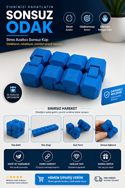 Infinity Cube Fidget Sonsuzluk küpü - Stres Atıcı, Eğlenceli ve Taşınabilir