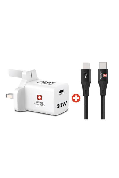 Swiss Military SM-GANII-30W-1C-PD-Mini-Whi + SM-Cb-CC60W-1M-Black