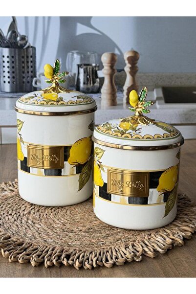 ROSSEV Enamel Jar Set of 2 Amarillo