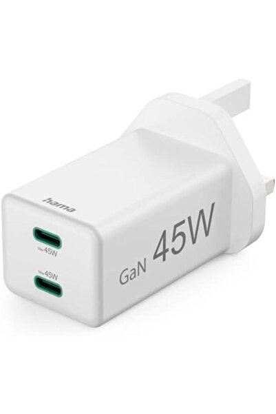 Hama 201948 UK Fast Charger, USB-C, PD/Qualcomm®/GaN, Mini-Charger, 45 W, White