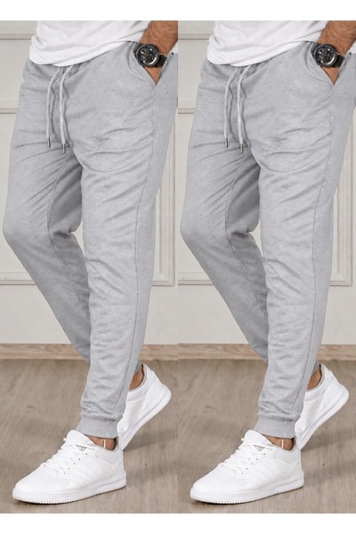TORUK MAKTO Set of 2 Unisex Ribbed Leg Sweatpants Jogger Comfortable Fit Dail...