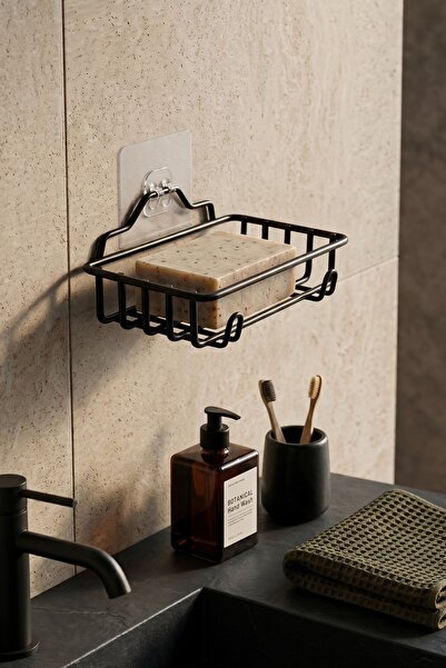 NTC METAL Luxury Thermoplastic Coated Adhesive Soap Holder with Hook for Bath...