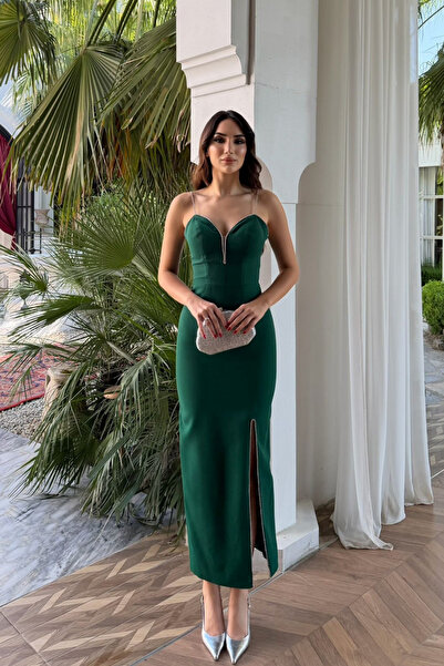 Sindimoda Askı Taş Detay Yırtmaç Model Abiye 1001