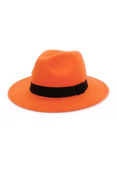 STARSTAR Orange King's Day Felt Hat - Wide-brimmed with black strap Adult vin...