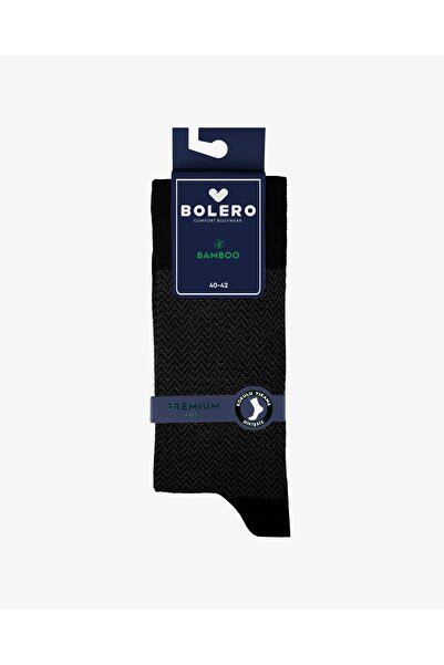 Bolero Ανδρικές Premium Seamless Summer Bamboo Socks με μοτίβο ψαροκόκαλο Μαύρο