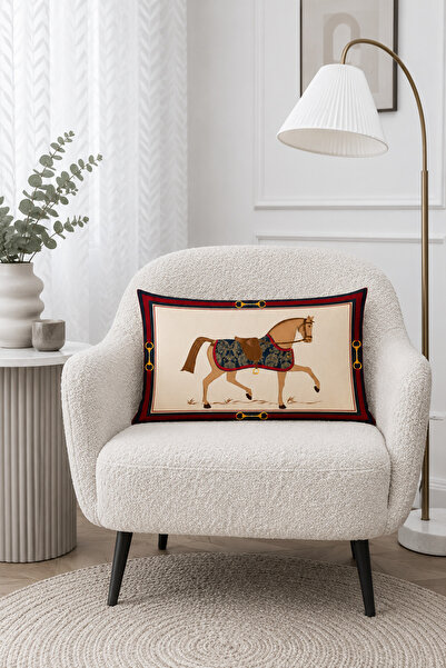 HOMESSA غطاء وسادة مزدوج بإطار أحمر داكن مقاس 35x55 سم
