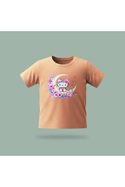 Erays Home Children's Kitty Moon Patterned Printed T-Shirt 100% Cotton Single...