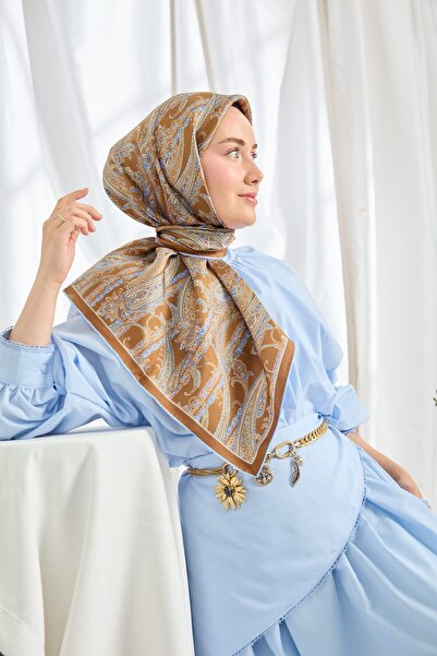 Silk Home Twill Silk Scarf Ottoman Paisley Caramel