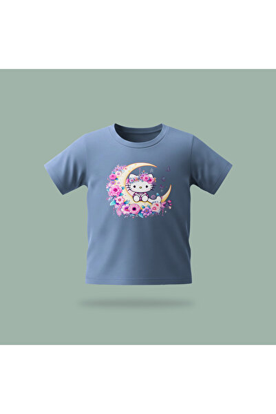 Erays Home Children's Kitty Moon Patterned Printed T-Shirt 100% Cotton Single...