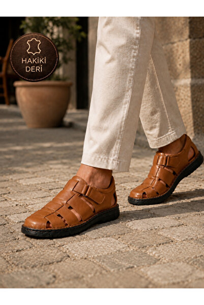 Castle Black Men's Genuine Leather Daily Comfort Sandals-Tan (Cb805)