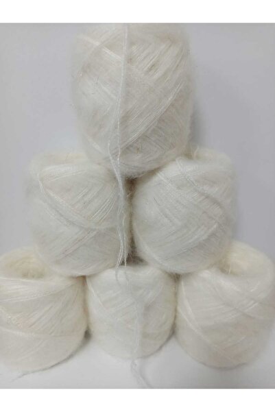 İPEK YÜN İPLİK DÜNYASI Angora Knitting Yarn (Cream, Gold Glitter) 100Gr