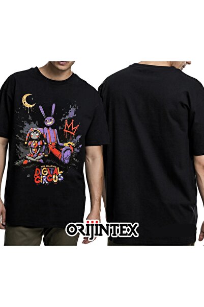 orijintex The Amazing Digital Circus Pomni and Jax Printed Black Tshirt