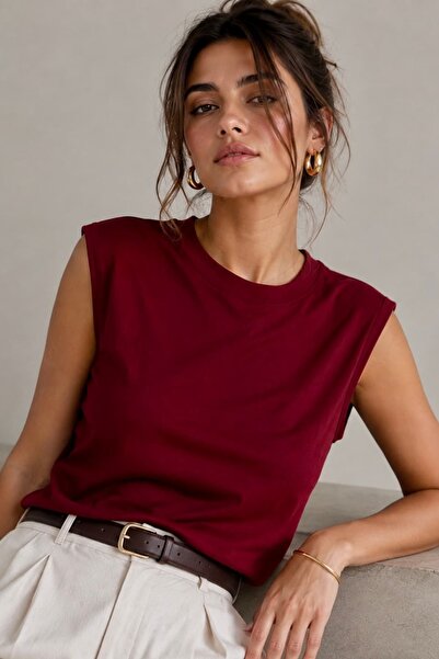 bb butik basic Soft Touch Zero Neck Draped Sleeveless Blouse Md0989