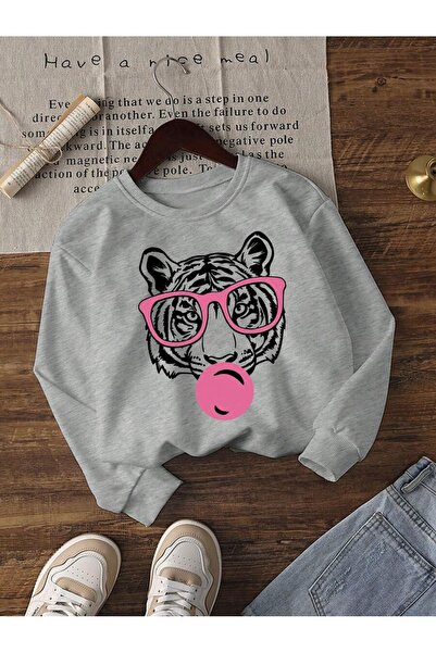 trendypassion Unisex Tiger Eye Printed Crew Neck Sweatshirt