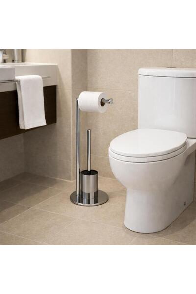SANITEXPERT Suport WC Premium 2 în 1 – Port hârtie igienică și perie WC din i...