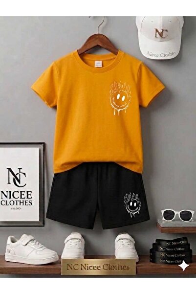 Leto Lykia Summer Children's T-Shirt Shorts Unisex (Flame Emoji Printed)