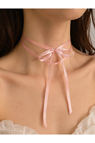 SmY Bag Design Choker with Pink Ribbon