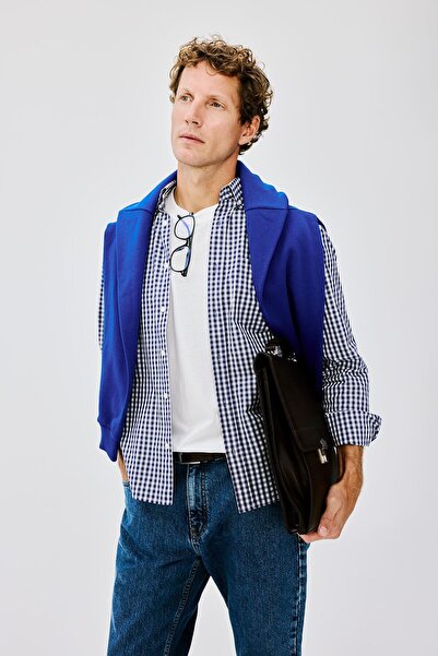 DeFacto Regular Fit Classic Collar Checkered Poplin Long Sleeve Shirt H4805Ax...