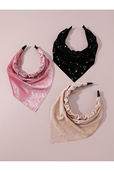 Take Two By Styli Pack of 3 - Girls Star Embellished Velvet Headbands