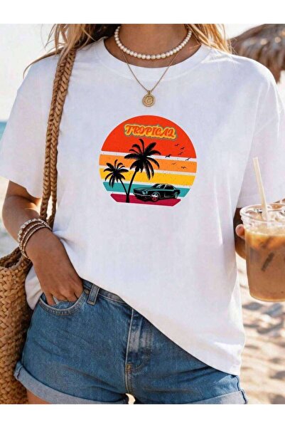 26LIK Over - Fashion Clothing Women'S Top Plus Size Printed Round Neck Short ...