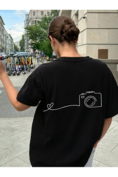 Generic Brand Camera with Heart Line Art,premium cotton,women's t-shirt,short...