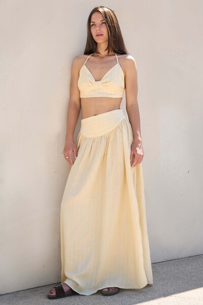 İKİKIZ Linen Blend Skirt & Bra Set