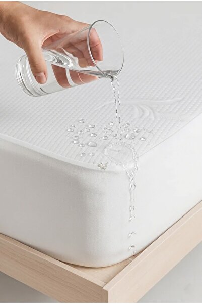 Çapa Home Nano Jacquard Fitted Full Edge Liquid-Proof Single and Double Bed Protector Mattress Cover White