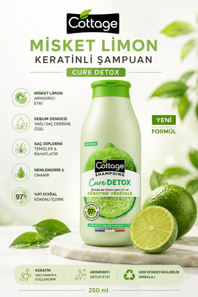 Cottage Purifying & Repairing Keratin Shampoo 250 ml - Lime Extract