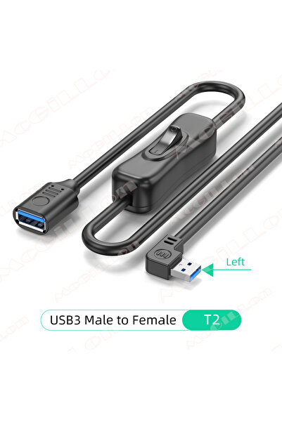 Choice1 15CM T2 Left USB3.0 Cable with Switch ON/OFF Cable Extension Toggle M...