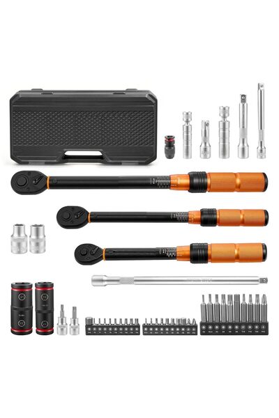 OMS Set 3 x Cheie dinamometrica cu extensie si chei tubulare si biti, 1/4, 1/...