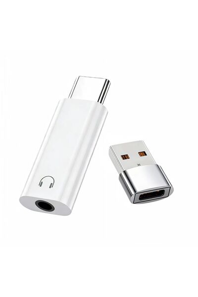 Choice1 WhitewithUSB2pieces Mini Type C to 3.5mm Jack Audio Adapter USB C 3.5...