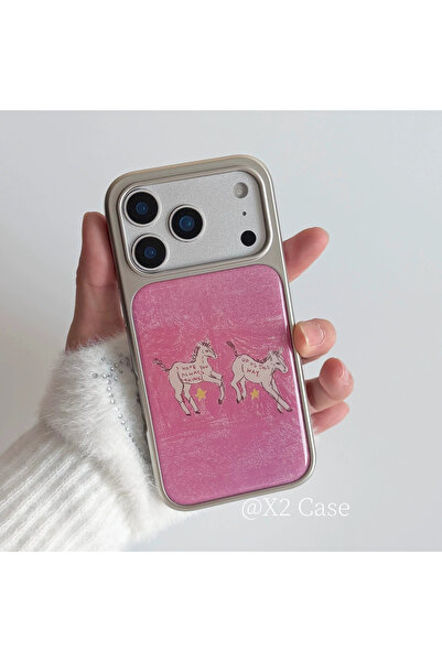 Choice6 iPhone17 Pro Only Phone CaseA Fashion Dreamy Oil Painting Pink Lines ...