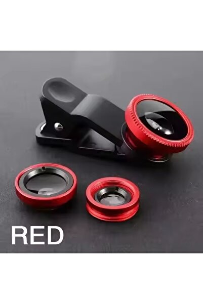 choice2 Red 3in1 Fisheye Wide Angle Micro Camera Lens for iPhone Redmi 3in1 Z...
