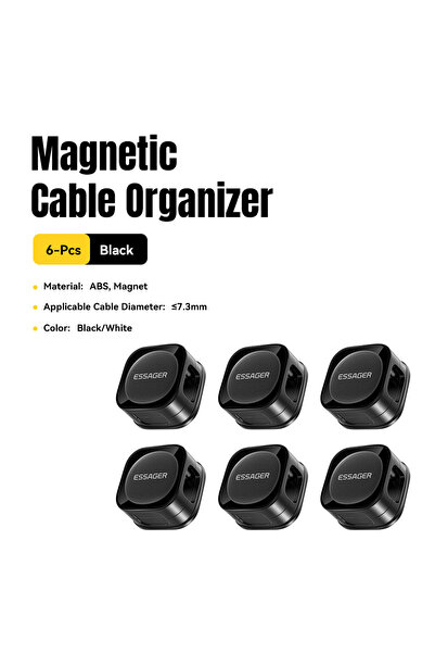 Choice ESSAGER 6 Pcs Black Essager Magnetic wire holder Magnetic Cable Clips ...