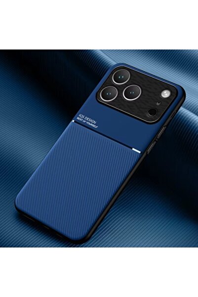 Choice74 iPhone 15 Pro Max Blue Business PU Leather Phone Case with Metal Pla...