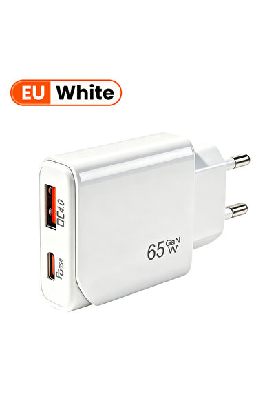 Choice1 white EU 65W GaN Ultra-thin Charger PD 35W QC 25W Dual-Port Power Ada...