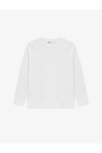 Koton Cotton Long Sleeve Crew Neck Basic Oversize T-Shirt