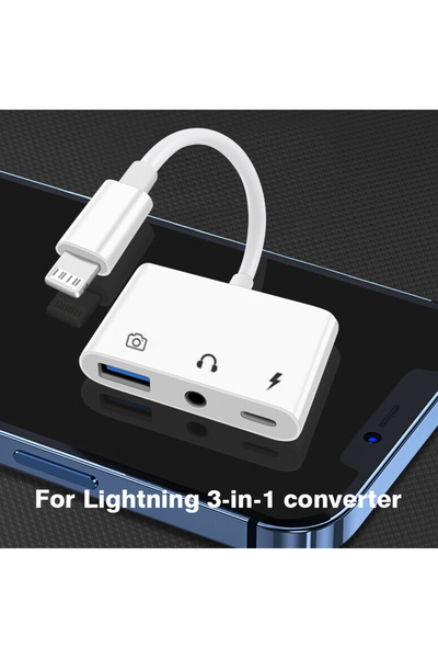 Choice White 3 in 1 Lightning to USB 3.0 Charge 3.5mm Jack Data Transmission ...