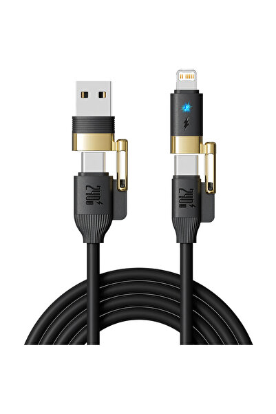 Choice Black 4-in-1 PD Line Super Fast Charging Mobile Data Cable 240W Silico...
