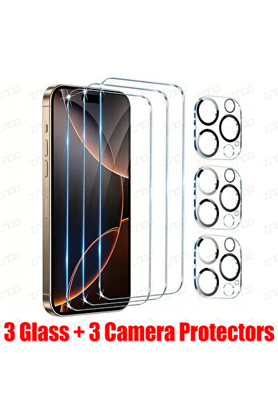 Choice18 iPhone17 3 Glass and 3 Lens 6IN1 Tempered Glass For iPhone 17 16 15 ...