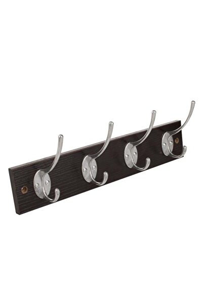 victiny Suport de perete din lemn maro închis cu 8 cârlige 34,5 x 1,2 x 7 cm