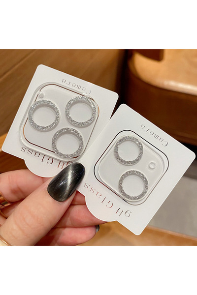 Choice1 Tempered glass iPhone 13 13 mini Silver Glitter Camera Lens Protector...