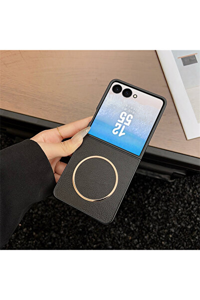 Choice13 Galaxy Z Flip7 Black Z Flip 7 FE Case for Magsafe Luxury Leather Mat...