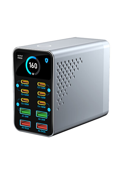 Choice Silver BR USB Type C GaN Charger Ai Display 10 in 1 Desktop Power Stat...