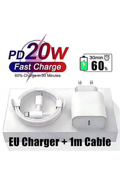 choice2 EU Plug - 1m Cable 20W PD EU Plug Fast Wall Charger For iPhone 11 12 ...