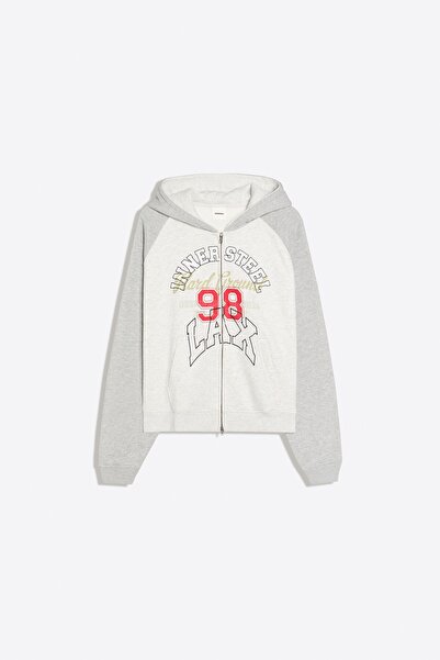 Bershka Baskılı reglan kollu kapüşonlu sweatshirt