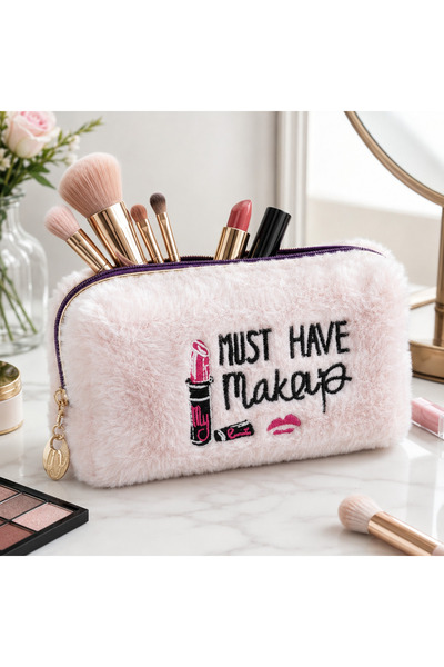nnevora Plush Pen Holder and Makeup Bag Zippered Multi-Purpose Organizer Bag ...